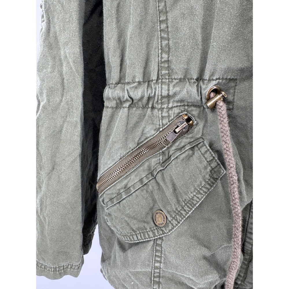 Made by Johnny Womens Olive Green Utility Jacket Hoodie Drawstring Waist Size XL - Picture 6 of 16
